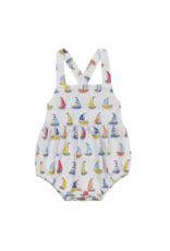Aier Blue Stripe Sail Boat Romper