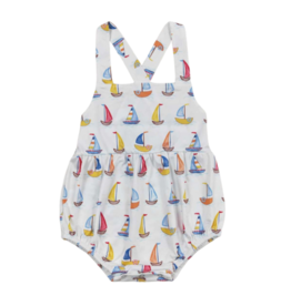 Aier Blue Stripe Sail Boat Romper
