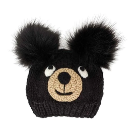 Black Bear Knit Beanie Hat