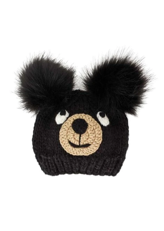 Black Bear Knit Beanie Hat