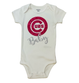 Bows & Babes Cubs Baby Pink Onesie Short Sleeve Onesie