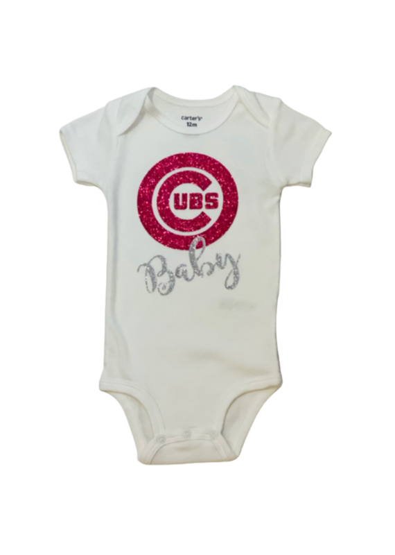 Bows & Babes Cubs Baby Pink Onesie Short Sleeve Onesie