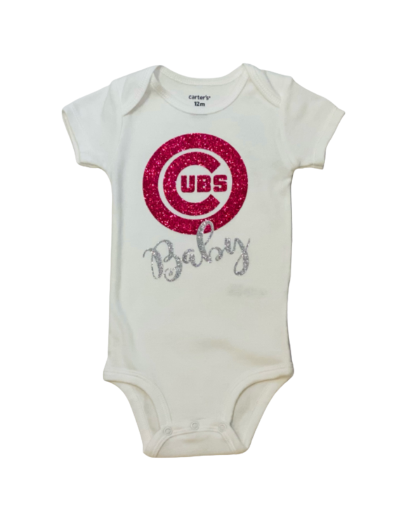 Bows & Babes Cubs Baby Pink Onesie Short Sleeve Onesie