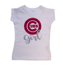 Tracy's Treasures Cubs Girl Pink Short Sleeve Shirt