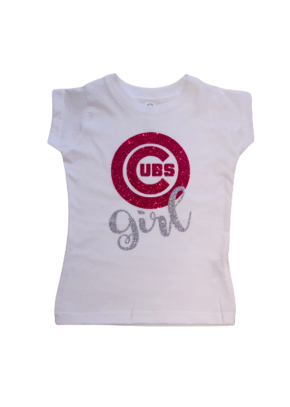 Tracy's Treasures Cubs Girl Pink Short Sleeve Shirt