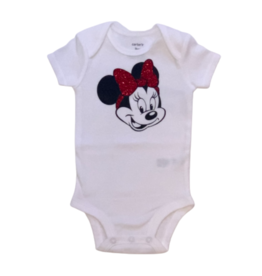 Tracy's Treasures Minnie with Red Glitter Bow Onesie