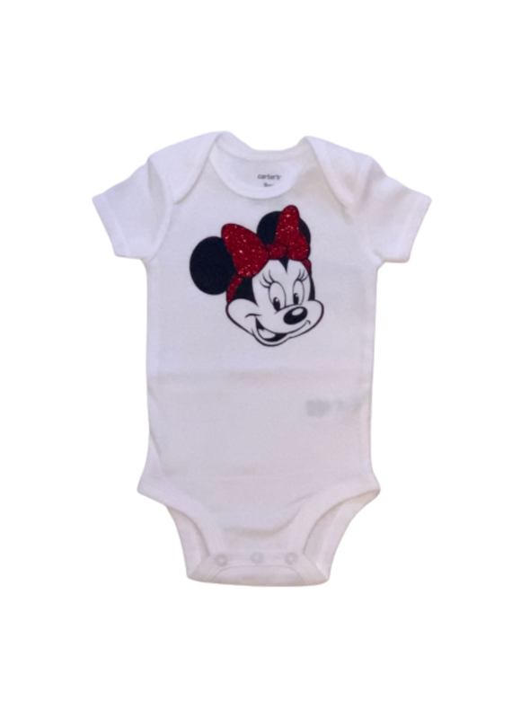 Tracy's Treasures Minnie with Red Glitter Bow Onesie