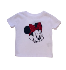 Tracy's Treasures Minnie with Red Glitter Bow Short Sleeve Shirt