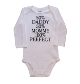 Tracy's Treasures 50% Daddy 50% Mommy Long Sleeve Onesie