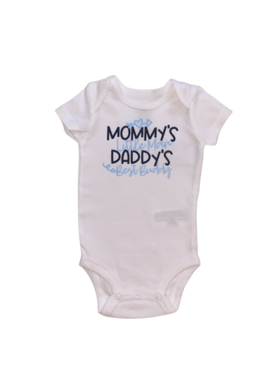 Bows & Babes Mommys Little Man Daddys Best Buddy Short Sleeve Onesie