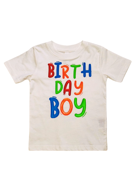 Tracy's Treasures Birthday Boy Primary Colors Short Sleeve