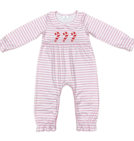 Aier Pink Candy Cane Long Sleeve One Piece