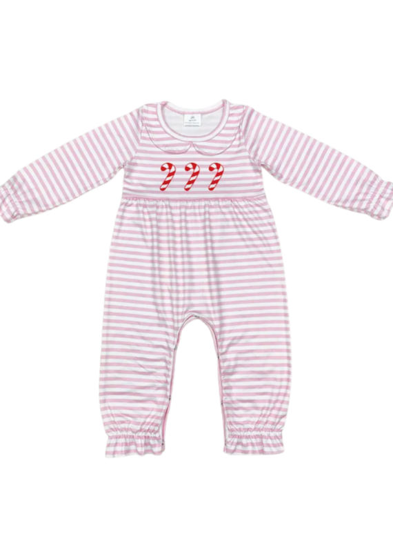 Aier Pink Candy Cane Long Sleeve One Piece