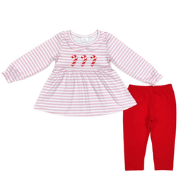 Pink Candy Cane 2 Piece Legging Set