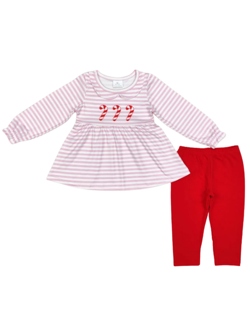 Pink Candy Cane 2 Piece Legging Set