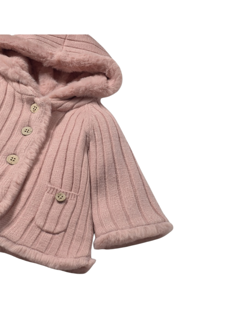 Peach Pompon Knit Cardigan