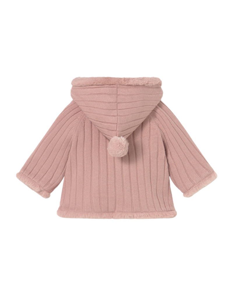 Peach Pompon Knit Cardigan