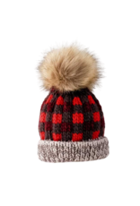 Red Buffalo Check Pom Pom Beanie Hat
