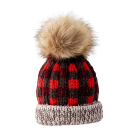 Red Buffalo Check Pom Pom Beanie Hat