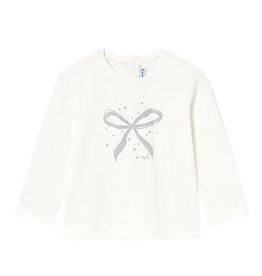 Cream Bow Basic Long Sleeve