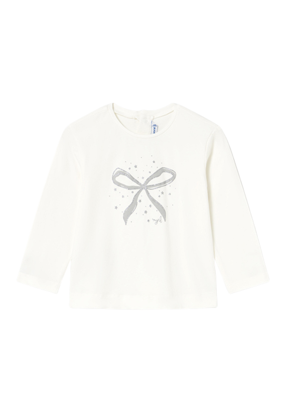 Cream Bow Basic Long Sleeve