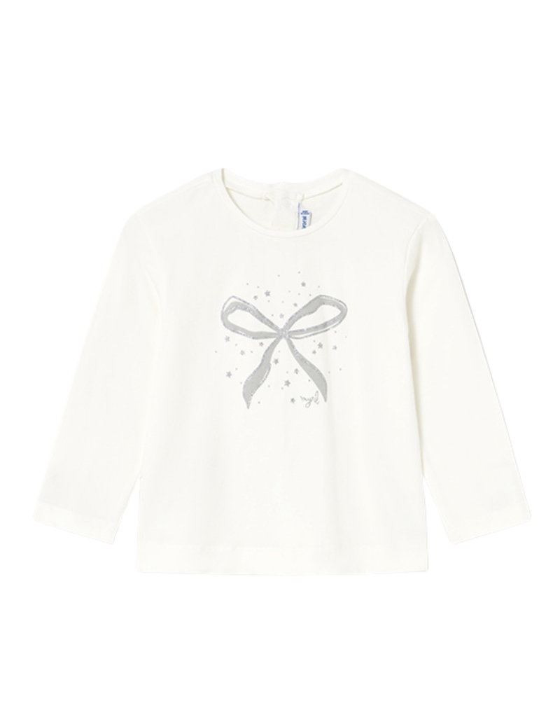 Cream Bow Basic Long Sleeve