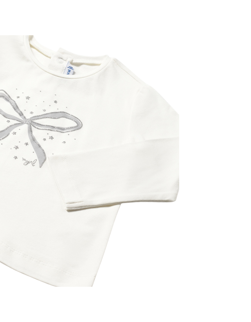 Cream Bow Basic Long Sleeve