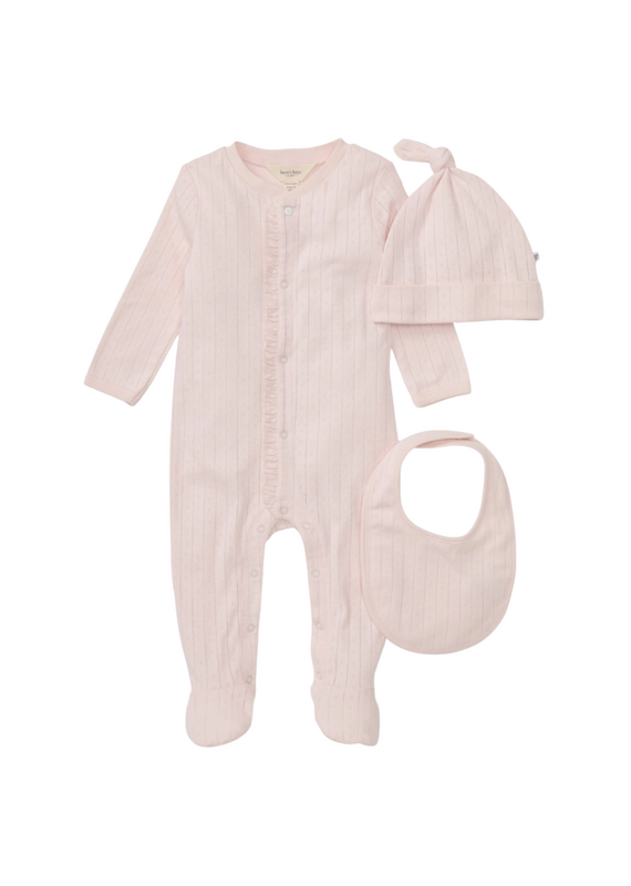 Organic Cotton Jumpsuit, Bib & Hat 3 Piece Set
