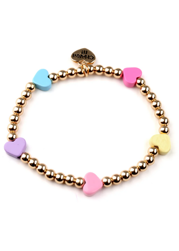 CHARM IT! Gold Multi Heart Stretch Bead Bracelet