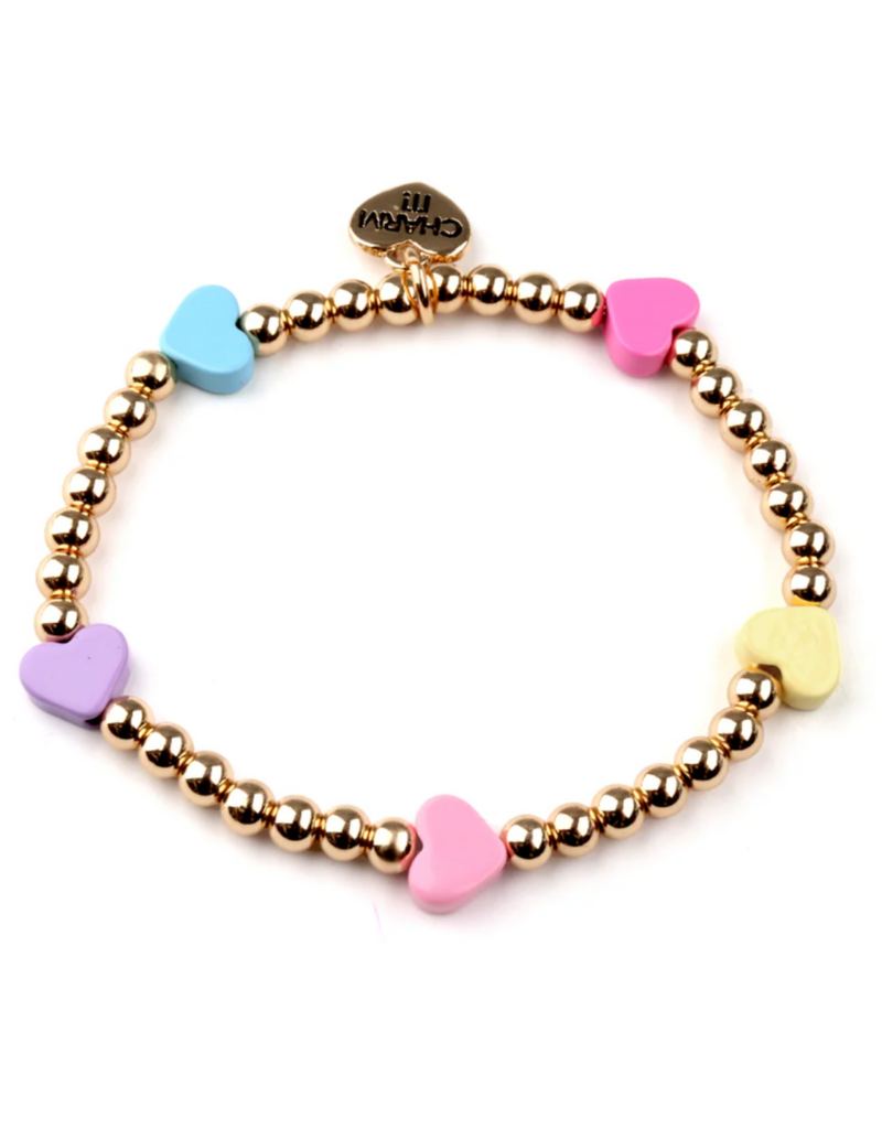 CHARM IT! Gold Multi Heart Stretch Bead Bracelet