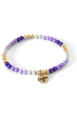 CHARM IT! Gold Purple Stretch Bead Bracelet