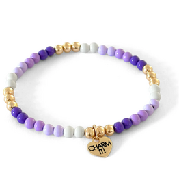 CHARM IT! Gold Purple Stretch Bead Bracelet