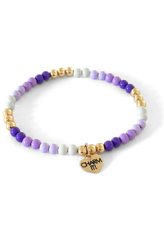 CHARM IT! Gold Purple Stretch Bead Bracelet