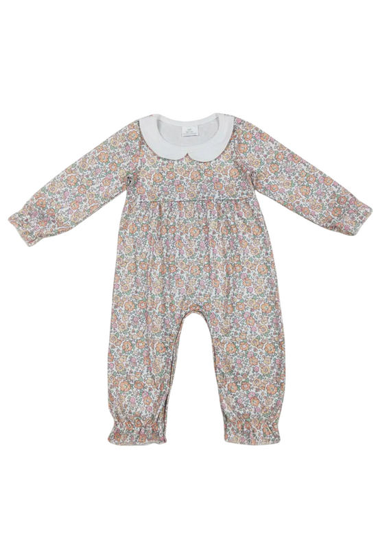 Aier Pink Flowers Long Sleeve Romper