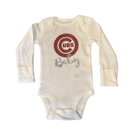 Bows & Babes Cubs Baby Long Sleeve Pink Onesie