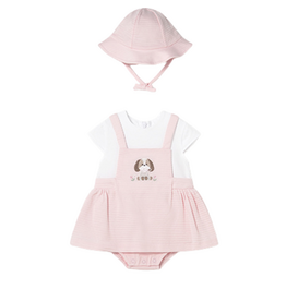 Baby Rose Puppy Romper with Hat