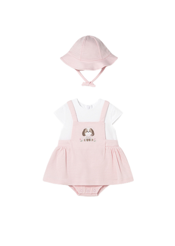 Baby Rose Puppy Romper with Hat