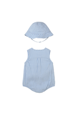 Sky Short Striped Romper with Hat