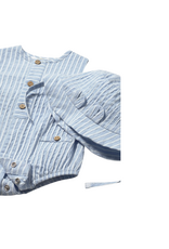 Sky Short Striped Romper with Hat