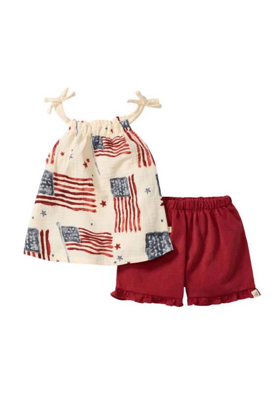 Burt's Bees American Flag Girl Tank & Shorts Set