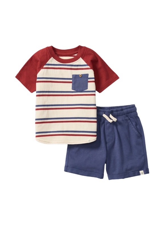 Burt's Bees USA Stripe Boy Tee & Shorts Set