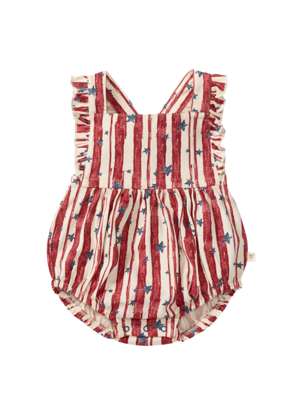 Burt's Bees Stars & Stripes Baby Girl Bubble Romper