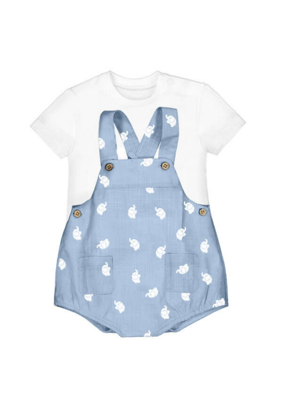Waves Elephant Romper and Tshirt Set