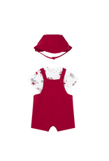Red Knit Romper and Hat Set