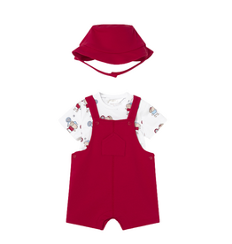 Red Knit Romper and Hat Set