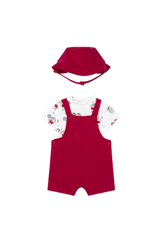 Red Knit Romper and Hat Set