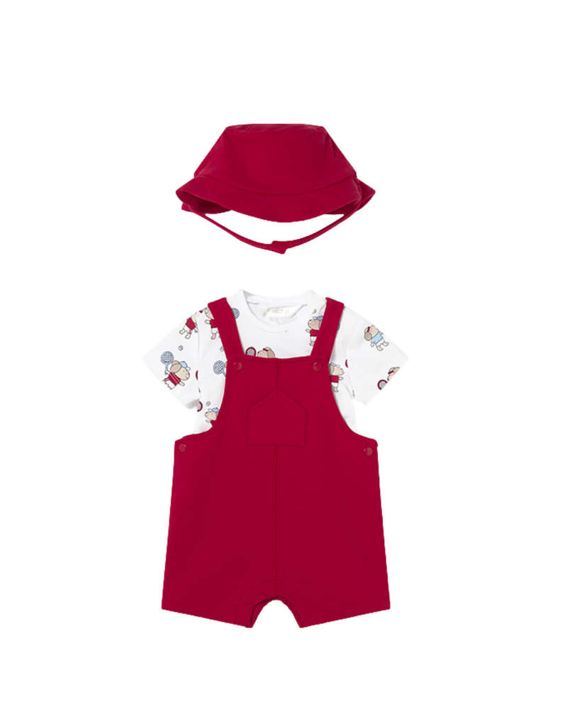 Red Knit Romper and Hat Set