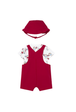 Red Knit Romper and Hat Set