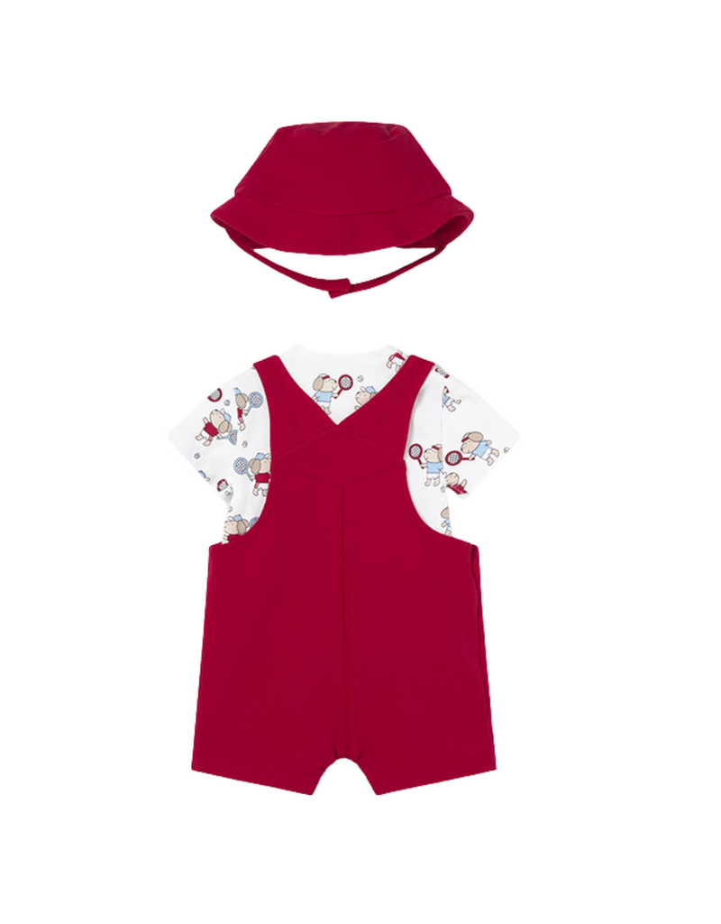 Red Knit Romper and Hat Set