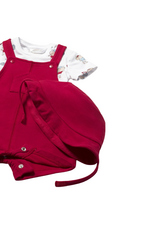 Red Knit Romper and Hat Set